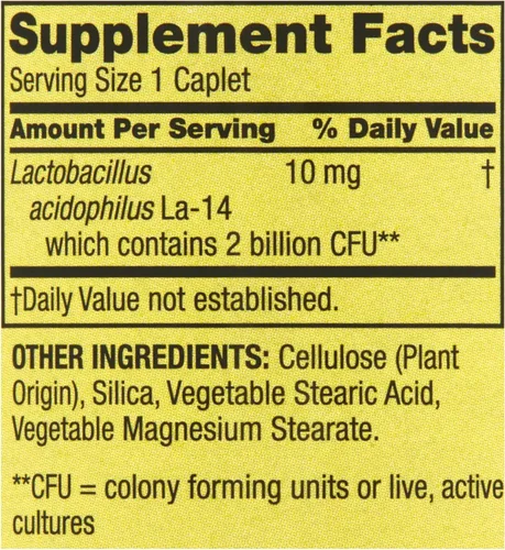 Vista 2 de Suplemento Spring Valley Acidophilus, probióticos para mujeres y hombres, apoya la salud digestiva, 100 unidades, 2 mil millones de cultivos activos