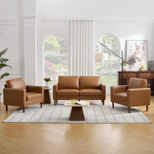 Vista 33 de Kingfun Silla decorativa, sillas de sala de estar, sillón de lectura de chenilla, de mediados de siglo con pie de madera maciza, decoración moderna