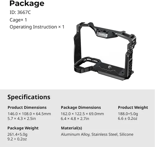Vista 9 de SmallRig HawkLock - Jaula completa de liberación rápida para Sony Alpha 7R V/Alpha 7 IV/Alpha 7S III/Alpha 1/Alpha 7R IV/Alpha 7 V, placa