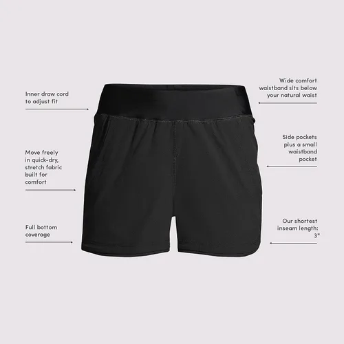 Vista 6 de Lands' End Pantalones cortos de natación con cintura elástica de secado rápido de 3 pulgadas para mujer