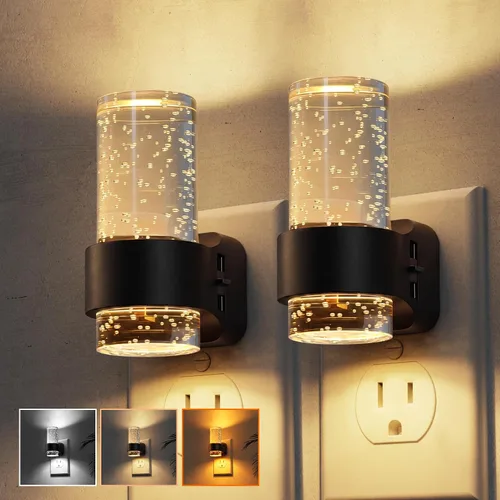 Vista 17 de L LOHAS LED Las luces nocturnas se enchufan a la pared, luz nocturna con Anillo de oro-3CCT