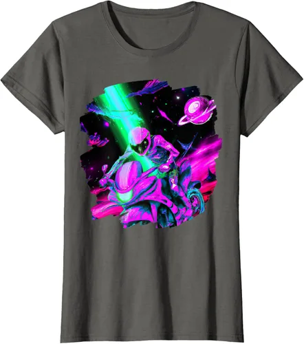 Vista 8 de Camiseta de motociclista espacial para motociclista astronauta, Negro, S