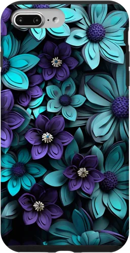Vista 12 de Purple Flowers Teal Blue Floral Cute Botanical Garden Print Case for iPhone 17