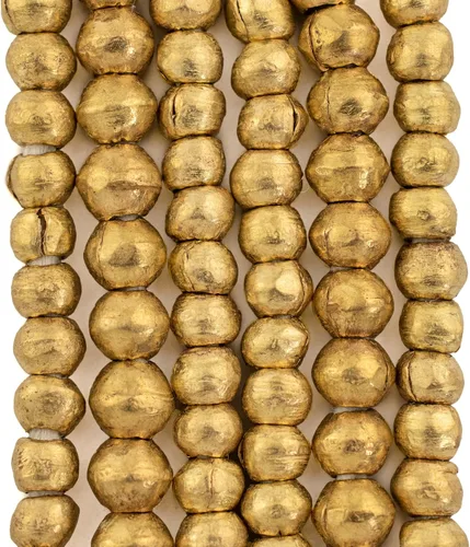 Vista 4 de The Bead Chest Cuentas redondas de latón de 0.236 in, hilo completo de cuentas espaciadoras de metal africano