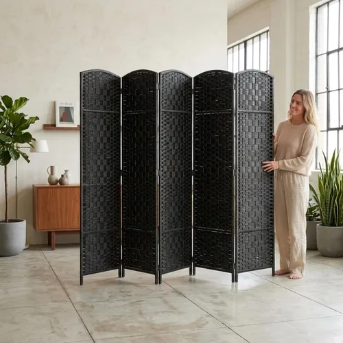 Vista 8 de Legacy Decor 8 Panels Room Divider Privacy Partition Screen Bamboo Fiber Natural Color 5.9 ft High X 11.7 ft Wide