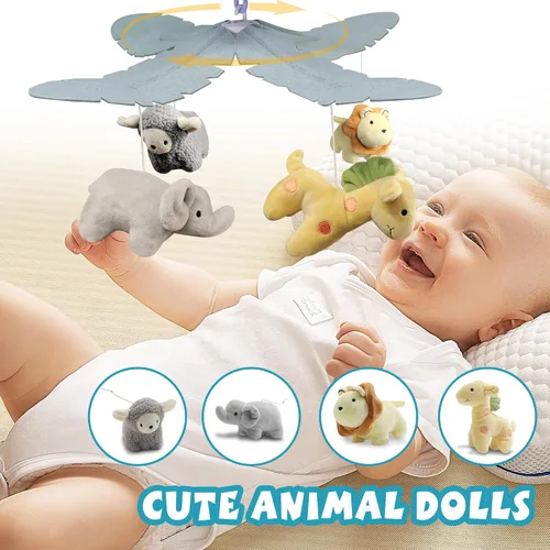 Vista 4 de Cuna móvil para bebé con música y luces para niños, animales móviles musicales para cuna, juguetes para niñas, juguetes colgantes, portátil, safari