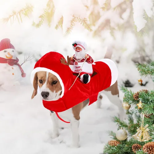 Vista 2 de BWOGUE Disfraz de Navidad de Papá Noel para perro, disfraz de cosplay para perros pequeños, medianos y grandes, gatos Chef Santa Claus