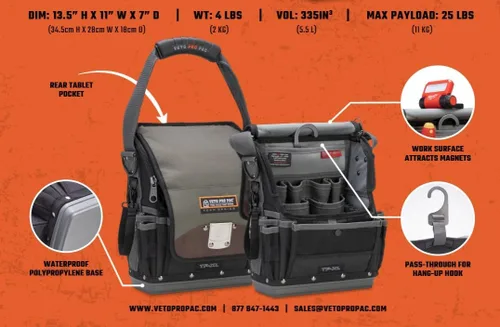 Vista 5 de Veto Pro Pac TP-XL Extra Grande Bolso para Herramientas (Original)