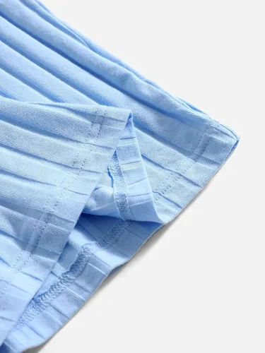 Vista 4 de SheIn Vestido corto sin mangas de punto acanalado liso para mujer, 2 piezas