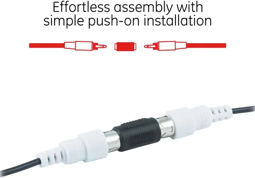 Vista 3 de GE Adaptador de acoplador RCA, paquete de 2, conectores hembra a hembra, extensión de longitud y alcance de cables RCA, barril extensor de cable