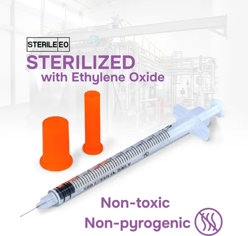 Vista 6 de GLUCO-CARE - Jeringas de 1ml/cc, 31G x 5/16’’ (8mm), con tapa naranja, caja de 50 piezas