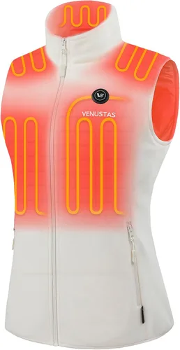 Vista 8 de Venustas - Chaleco térmico de forro polar para mujer con batería ligero y Negro