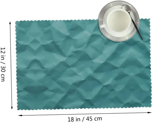 Vista 2 de Rectangular Placemats Set of 4, Heat Resistant Origami Fold Printed Kitchen Dining Table Mats