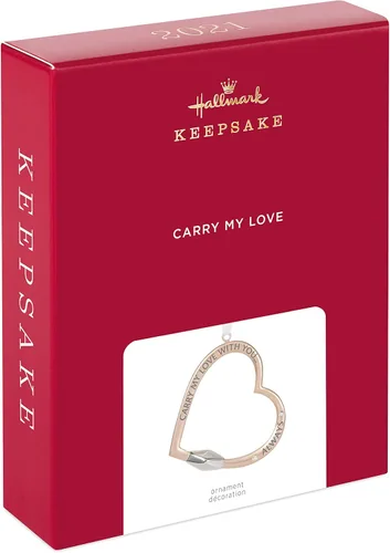 Vista 3 de Hallmark Keepsake Adorno navideño 2021, mosquetón con forma de corazón Carry My Love