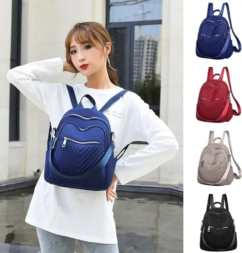 Vista 9 de Mochila para mujer de gran capacidad bordada a prueba de agua de tela a la moda simple mochila de viaje