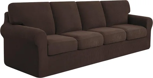 Vista 33 de SUBRTEX Juego de 5 fundas elásticas para sofá, fundas de cojín para respaldo, colección de protectores de muebles, para sofá de gran