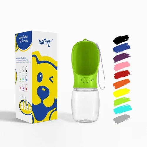 Vista 19 de WePet Botella de agua portátil para perros, 12 onzas, dispensador de agua para cachorros a prueba de fugas con alimentador de bebida para mascotas