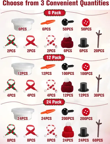 Vista 7 de Cosweet Paquete de 6 Kits de Manualidades Navideñas de Muñeco de Nieve para Niños - Kit de Construcción de Muñeco de Nieve con Arcilla de Secado