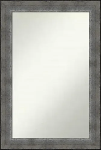 Vista 217 de Amanti Art Espejo de baño plateado para sobre el fregadero, 24 x 24 pulgadas, espejo cuadrado de peltre forjado a medida, marco de madera casual