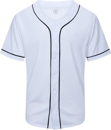 Vista 15 de KUAIPAO Camiseta de béisbol en blanco, camisa de manga corta, uniforme deportivo para hombres y mujeres (blanco, negro, rojo, azul, S-3XL)