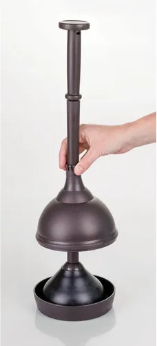 Vista 4 de mDesign Hyde Collection - Juego de émbolo de inodoro de plástico con tapa de elevación y bloqueo, soporte de almacenamiento independiente compacto