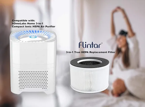 Vista 2 de Filtro de repuesto True HEPA, compatible con hOmeLabs Home 4 en 1 compacto HEPA purificador de aire HME020020N solamente, AKJ050GE, paquete de 2