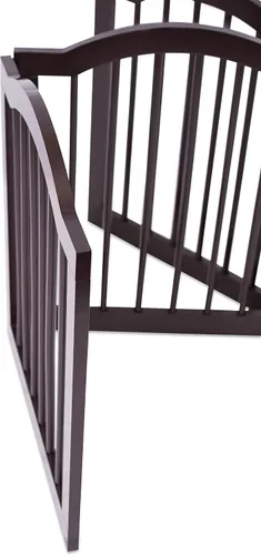 Vista 7 de INTERNET'S BEST Puerta para perros con parte superior arqueada, 3 paneles, barrera de madera para mascotas de 24 pulgadas de alto para perros