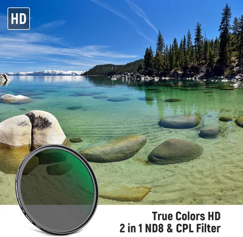 Vista 2 de NEEWER CPL de color verdadero de 2.835 in con filtro ND8 2 en 1, filtro ND de 3 paradas y filtro polarizador circular combinado con vidrio óptico HD