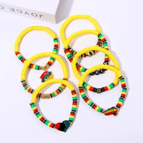 Vista 170 de Surfer Heishi - Pulseras apilables para mujer, apilables, de vinilo arcoíris, disco de arcilla, pulseras elásticas para la amistad, joyería bohemia