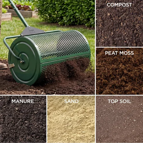 Vista 8 de Best Choice Products Esparcidor de compost, esparcidor de musgo de turba de 24 pulgadas, esparcidor de césped y suelo de acero resistente