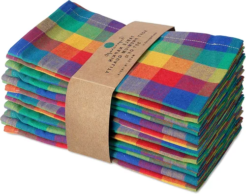 Vista 18 de FINGERCRAFT Servilletas de tela, uso diario, calidad premium, algodón a cuadros, juego de 12, servilletas de gran tamaño de 20 x 20 pulgadas