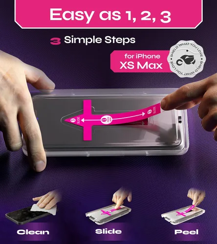 Vista 2 de Defenslim Protector de pantalla para iPhone XS Max (paquete de 2), kit de instalación de fácil alineación automática, vidrio templado de 6.5