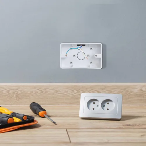 Vista 7 de Baluue Caja de salida de montaje en superficie, caja eléctrica ABS de una sola banda para interruptor de superficie de pared y receptáculo, extensor