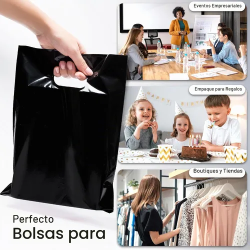 Vista 6 de Choice Marts 100 bolsas de plástico negras con asas 9x12 bolsas de Negro