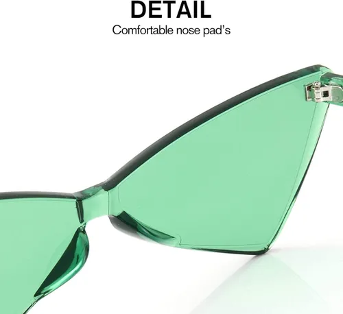 Vista 3 de OLINOWL Gafas de sol sin montura triangular una pieza gafas de sol transparentes de color para mujeres y hombres