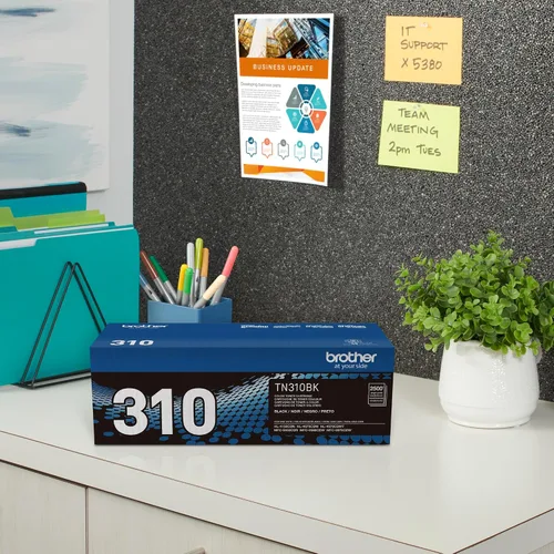 Vista 3 de Brother TN310 Cartucho de tóner de rendimiento estándar genuino, TN310BK, tóner negro de repuesto, rendimiento de páginas de hasta 2500 páginas