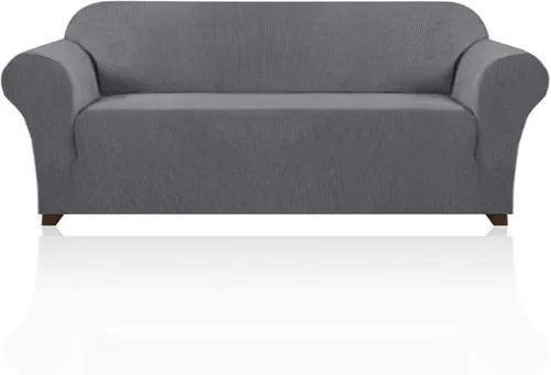Vista 51 de PrinceDeco Funda elástica para sofá de 3 cojines, funda de sofá de tela jacquard de elastano de 1 pieza, funda universal antideslizante, protector