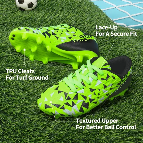 Vista 2 de DREAM PAIRS - Botas de fútbol para niños y niñas, para entrenamiento al aire libre y terreno firme para niños pequeños y grandes