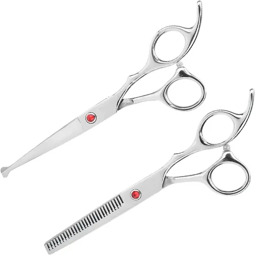 Vista 2 de Tijeras de peluquería, Tijeras de adelgazamiento de corte Conjunto de tijeras texturizantes para el cabello Salón de la Familia de Diente Plano