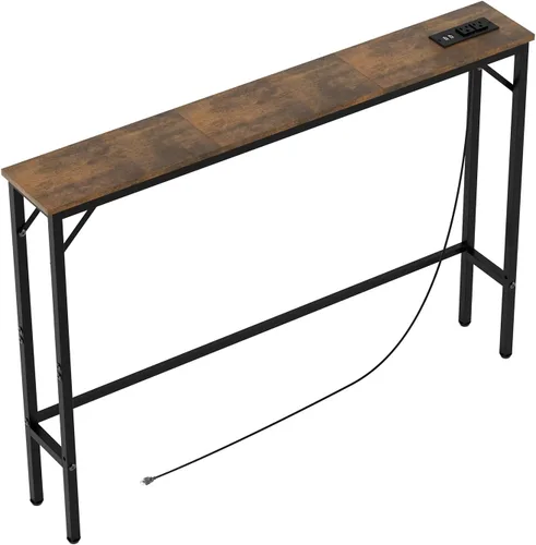 Vista 14 de Aduanbang Mesa consola de 5.9 pulgadas con tomacorriente, mesa de sofá estrecha, mesa detrás del sofá para sala de estar y pasillo, 5.9 x 39.4 x 30