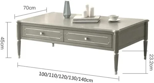 Vista 3 de Mesa de té para sala de estar, mesa de centro rectangular moderna con 2 cajones, mesa central creativa para sala de estar, mesa de café recortada