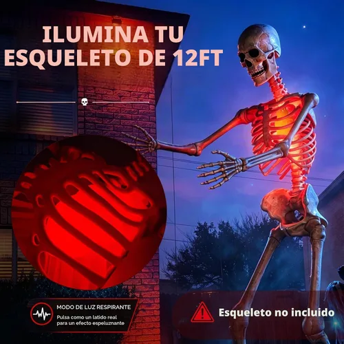 Vista 6 de Kit de iluminación de esqueleto de Halloween, luz de corazón latiendo 1 Paquete