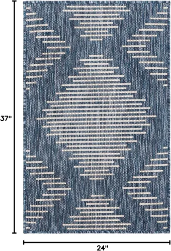 Vista 2 de Unique Loom Outdoor Modern Collection - Alfombra rectangular de 2 x 3 pies 1 pulgada, color azul y marfil