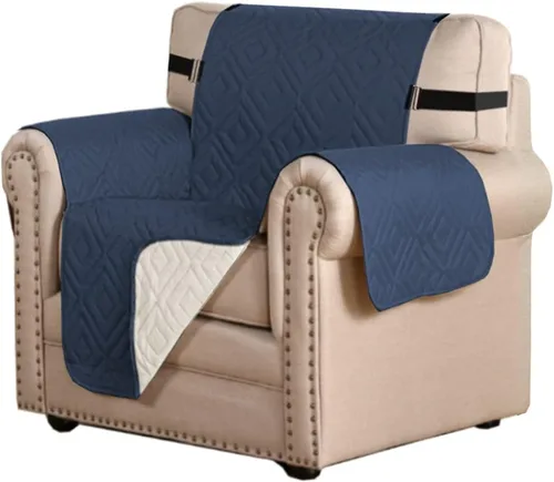 Vista 36 de H.VERSAILTEX Funda reversible para silla, protector de muebles antideslizante, resistente al agua, con correas elásticas de 2 pulgadas