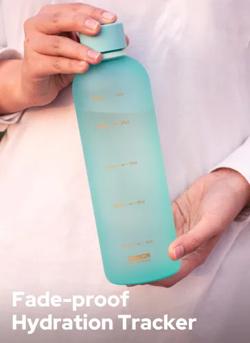 Vista 5 de Opard Botella de agua delgada de 27 onzas, botella de agua de plástico apta para lavavajillas, sin BPA, parte superior con rosca a prueba de fugas