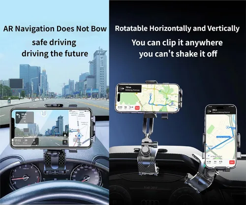 Vista 3 de Soporte de teléfono para tablero de instrumentos de 360°, soporte para teléfono de automóvil, ángulo de visión de rotación ajustable, compatible