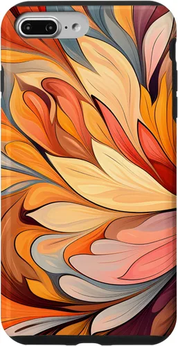Vista 12 de iPhone 12 Pro Max Remolinos florales abstractos Funda de colores cálidos de otoño
