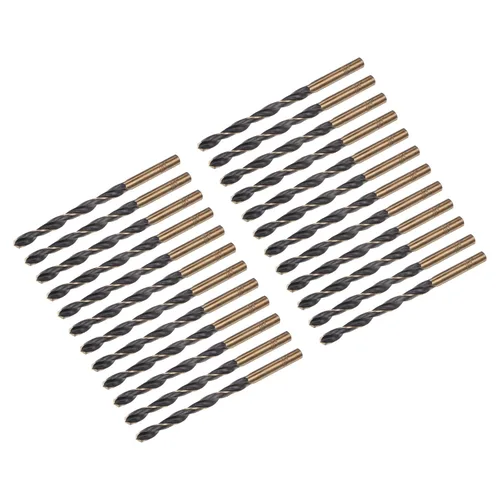 Vista 25 de uxcell Brocas Jobber de 0.118 in (0,118 pulgadas) de nitruro negro y oro recubierto de titanio M2 de alta velocidad (HSS) Brocas helicoidales