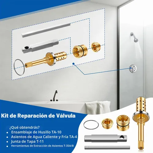 Vista 7 de Enhon Kit de reconstrucción de válvula de repuesto para REB-VALVE, compatible con válvula Temptrol Symmons, conjunto de husillo TA-10, asientos