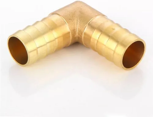 Vista 3 de Codo de púas de manguera de latón, conector de púas de latón de codo de 90 grados, ángulo recto L, con abrazaderas de acero inoxidable, paquete de 2